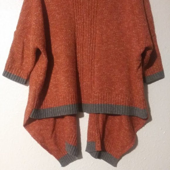 Democracy women's size M orange multicolored cardigan sweater with gray trim - Picture 6 of 14